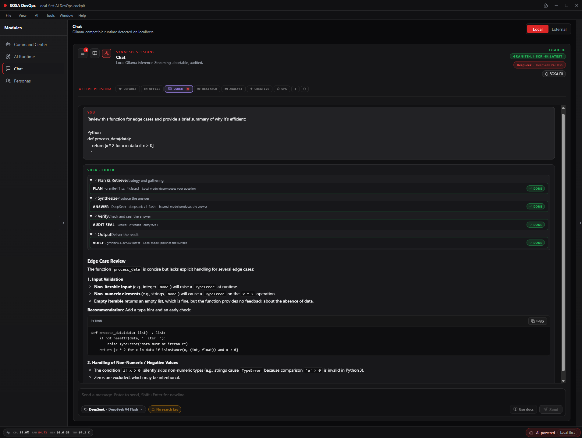 SOSA DevOps — AI runtime interface
